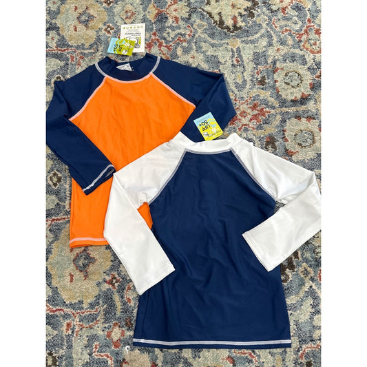 Flap Happy Rash Guard Bundle Boys 6 Navy Orange White UPF 50+ NWT0