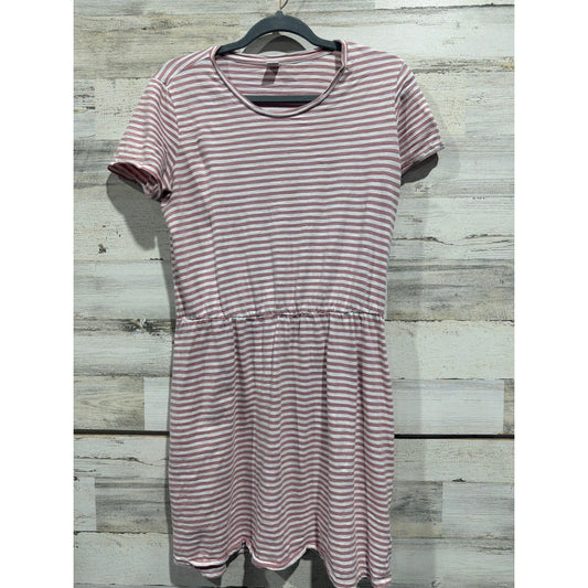 Old Navy T-Shirt Dress Women Medium Rose Striped Cotton Coastal EUC0