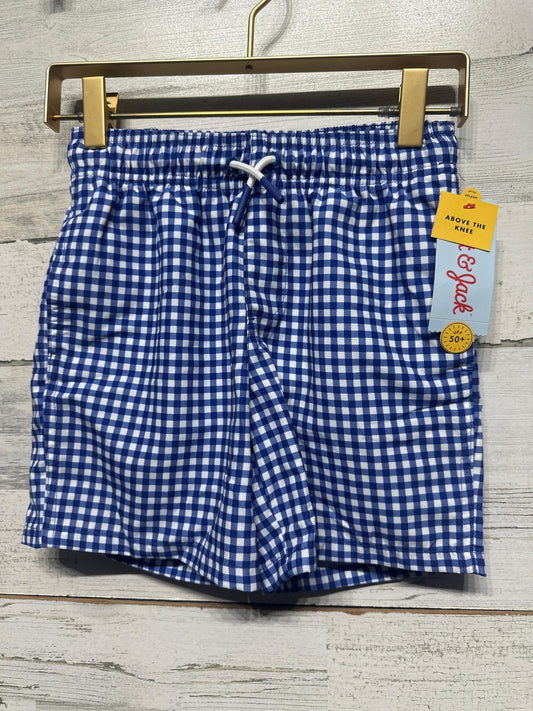 Cat & Jack Swim Trunks Boys Size S 6/7 Blue Gingham Check UPF 50+ NWT0