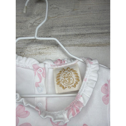 The Beaufort Bonnet Company Dress Girls 4T White Pink Bow Pima Cotton EUC1