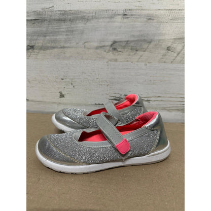 Cat & Jack Mary Jane Sneakers Girls 12 Silver Glitter Sparkly GUC1