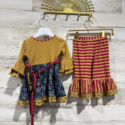 Mustard Pie Olivia Dress Set Girls 9M Yellow Woodland Floral Cotton Boho NWT5