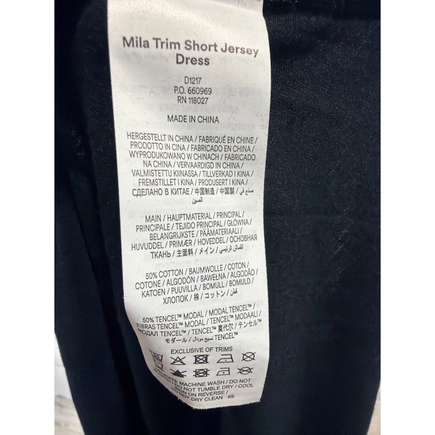 Boden Mila Trim Dress Women 14R Black Cotton Modal Jersey Sleeveless EUC3