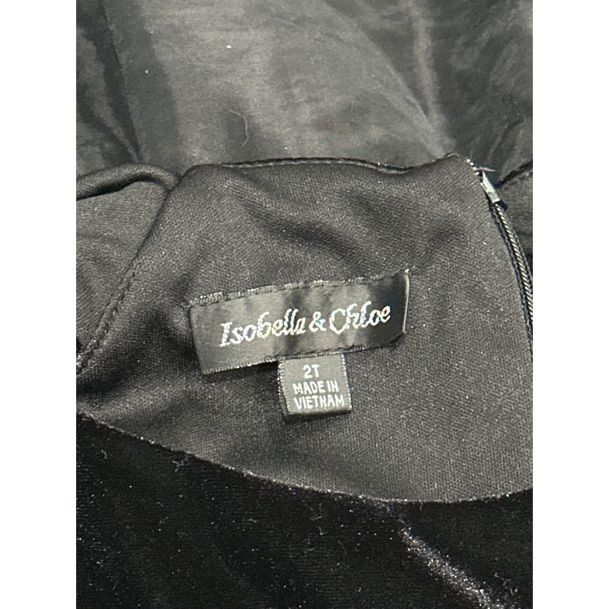 Isobella & Chloe Dress Girls 2T Black Velvet Taffeta Rosette Ruffle EUC4