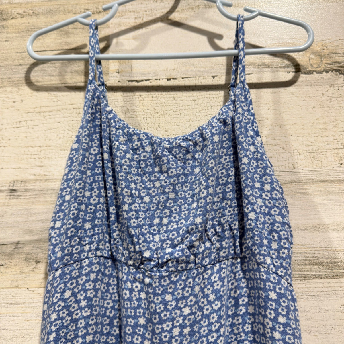 Abercrombie Kids Smocked Floral Cami Dress Girls 7/8 Blue Viscose Boho EUC1
