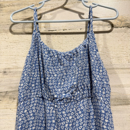 Abercrombie Kids Smocked Floral Cami Dress Girls 7/8 Blue Viscose Boho EUC1
