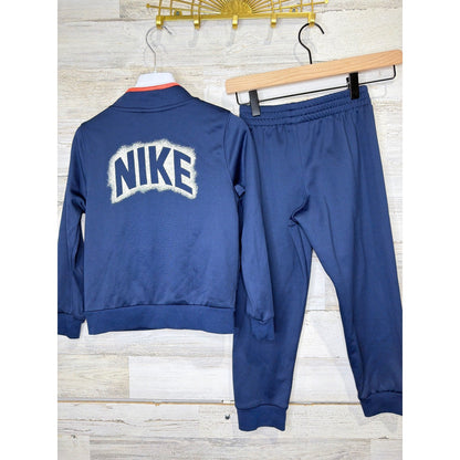 Nike Tracksuit Set Boys Size 7 Navy Blue Orange Zip Up Jacket Joggers4