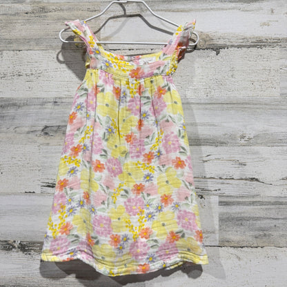 Angel Dear Muslin Dress Girls 2T Pink Yellow Floral Organic Cotton Boho EUC0