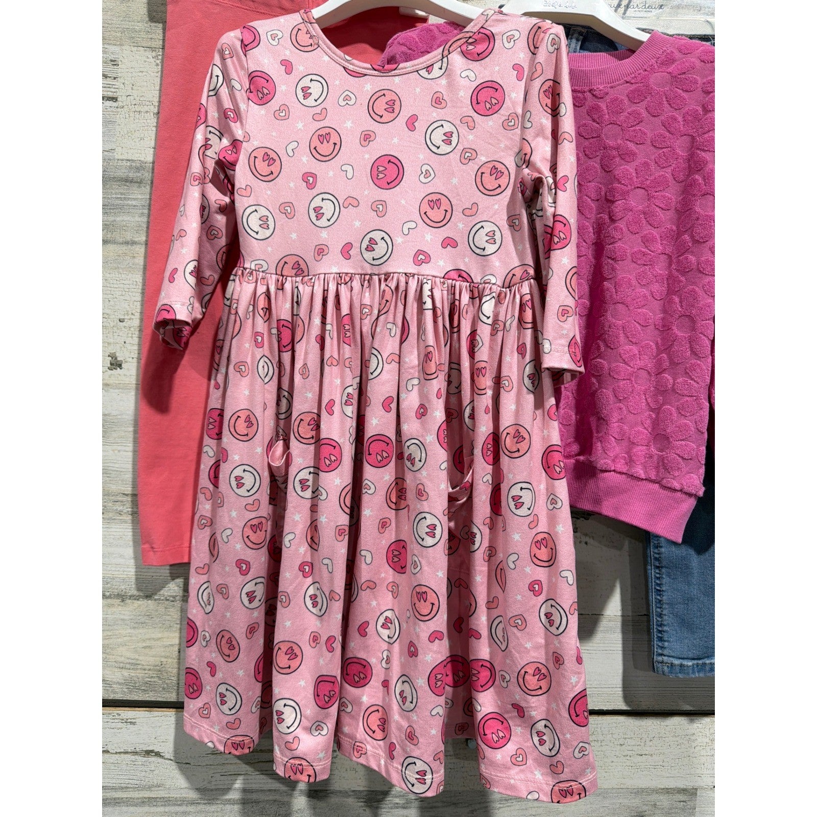 TEA MILA & Rose Jumping Bean Old Navy Girls Size 5 Pink Smiley Floral Bundle EUC1