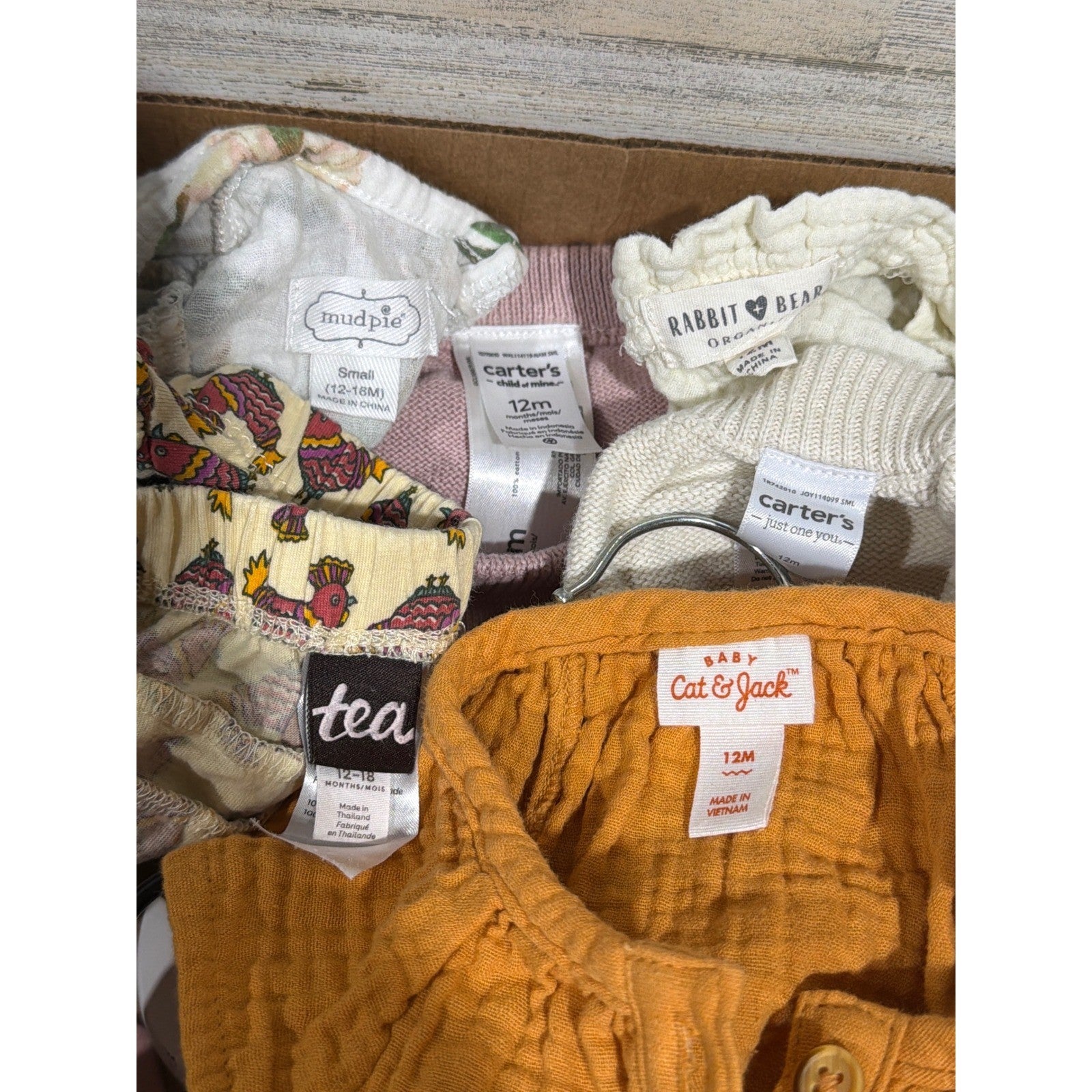 Tea Mud Pie Carter's Bundle Baby Girls 12M  Floral Gauze Boho Earth Neutral8