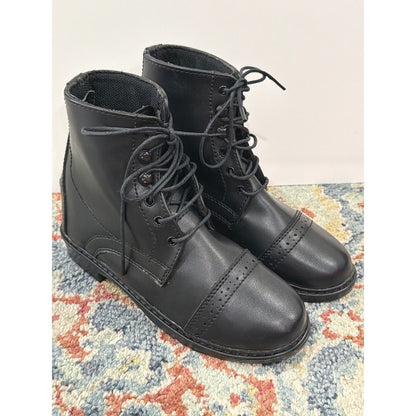 TuffRider Paddock Boots Youth 2 Black Lace Up Equestrian Horse Riding0