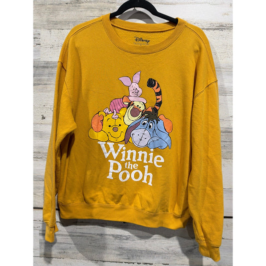Disney Winnie the Pooh Sweatshirt Women XL Yellow Graphic Crewneck GUC0