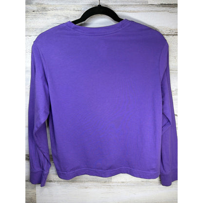 Nike Long Sleeve Tee Women Medium Purple Swoosh Loose Fit Athleisure EUC4