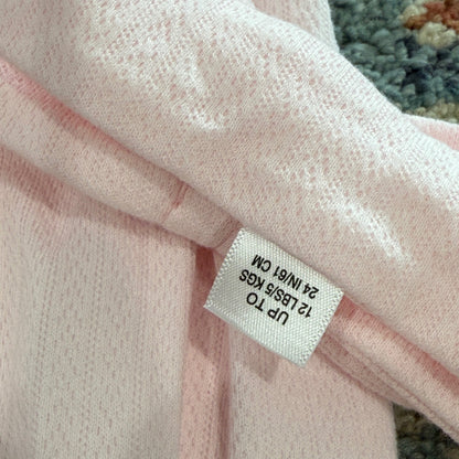 Little Me Footed Sleeper Girls 3M Pink Rosebud Pointelle Ruffle Coquette EUC4
