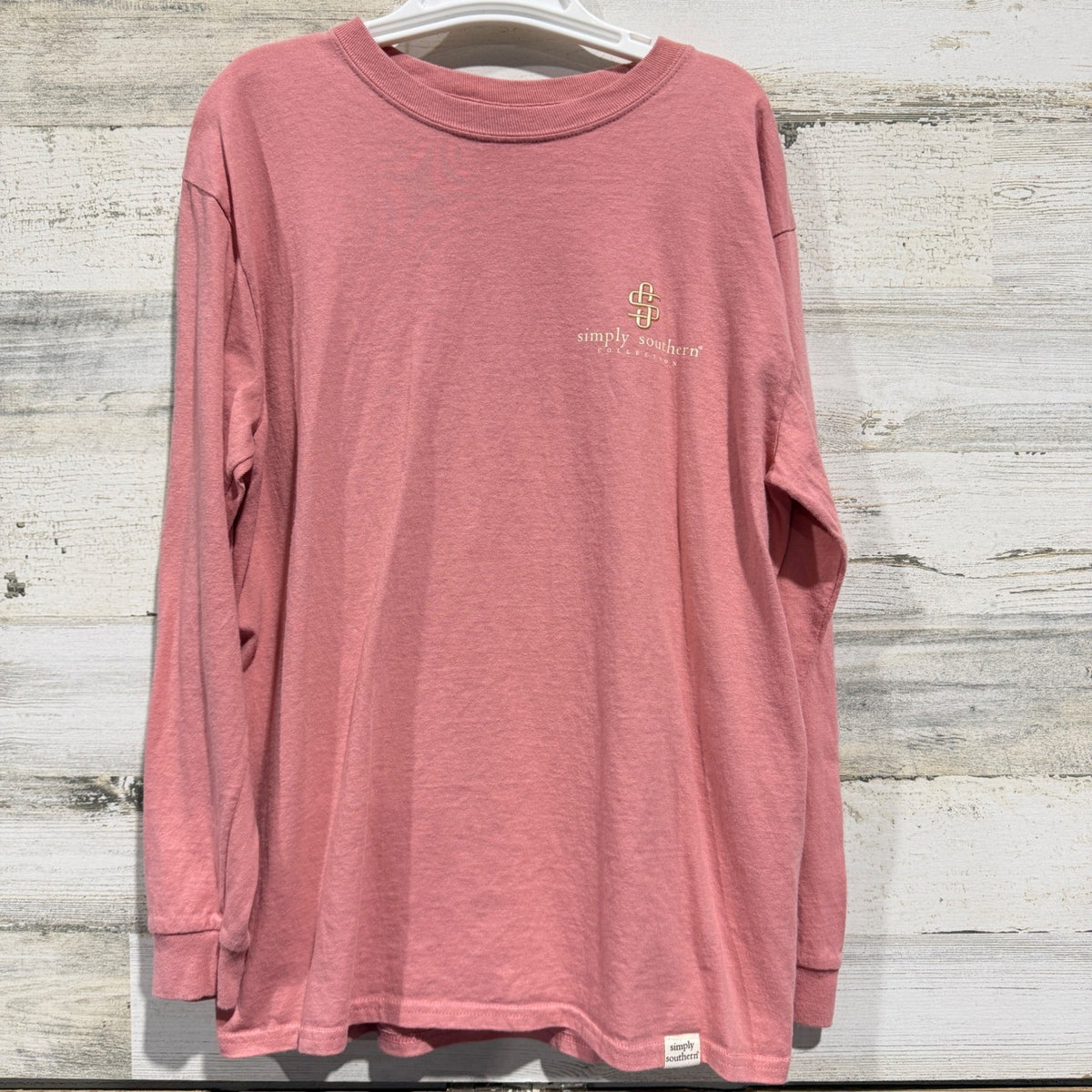 Simply Southern Graphic Tee Girls L Pink Kick The Dust Up Western Preppy EUC2