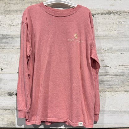 Simply Southern Graphic Tee Girls L Pink Kick The Dust Up Western Preppy EUC2