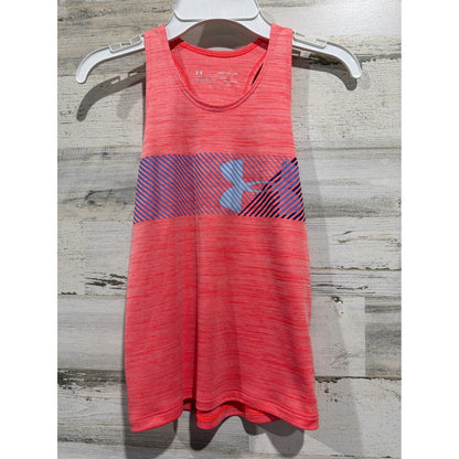Under Armour Tank Top Girls Youth Small Pink HeatGear Space Dye Athletic *Flawed0