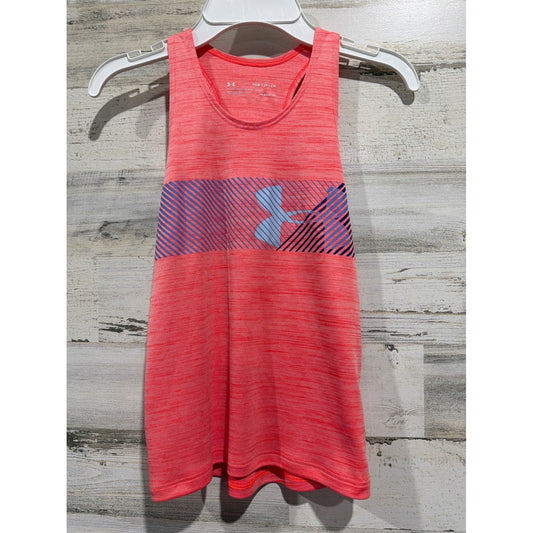 Under Armour Tank Top Girls Youth Small Pink HeatGear Space Dye Athletic *Flawed0