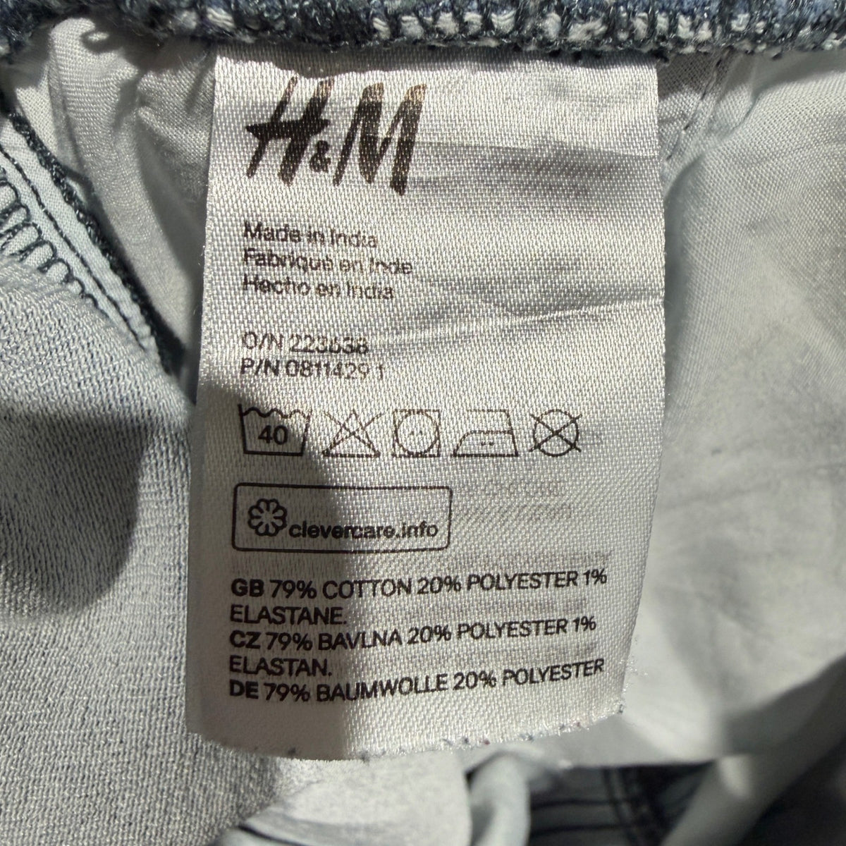 H&M Moto Jogger Denim Pants Kids 12-13Y Blue Acid Wash Cotton Blend Streetwear6