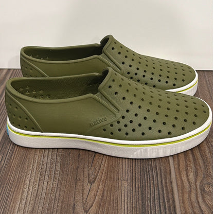 Native Miles Shoes Mens 4 Dark Green Slip On Perforated Gorpcore New0