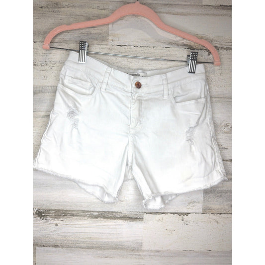Abercrombie MIDI Shorts Girls 15/16 White Distressed Denim Summer GUC*0