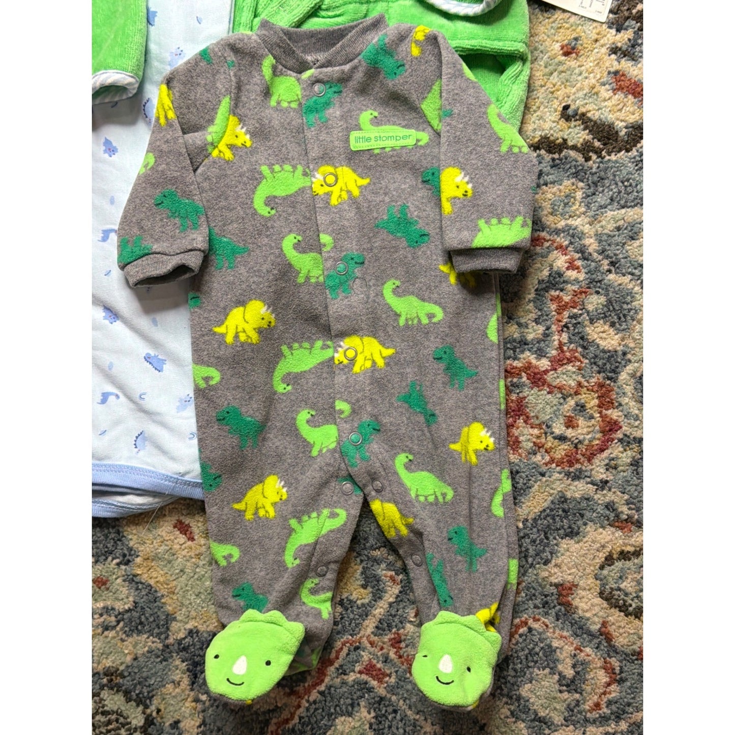 Little Brother Dinosaur Bundle Boys 0-9m Robe NB Sleepers Swaddle Blanket3
