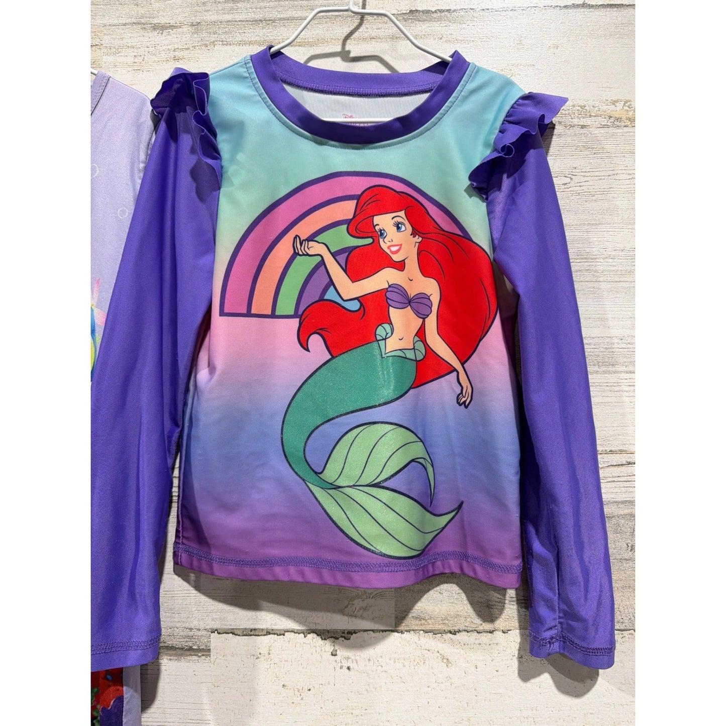 Disney Little Mermaid Nightgown Rash Guard Girls 6/130 Purple Ariel EUC1