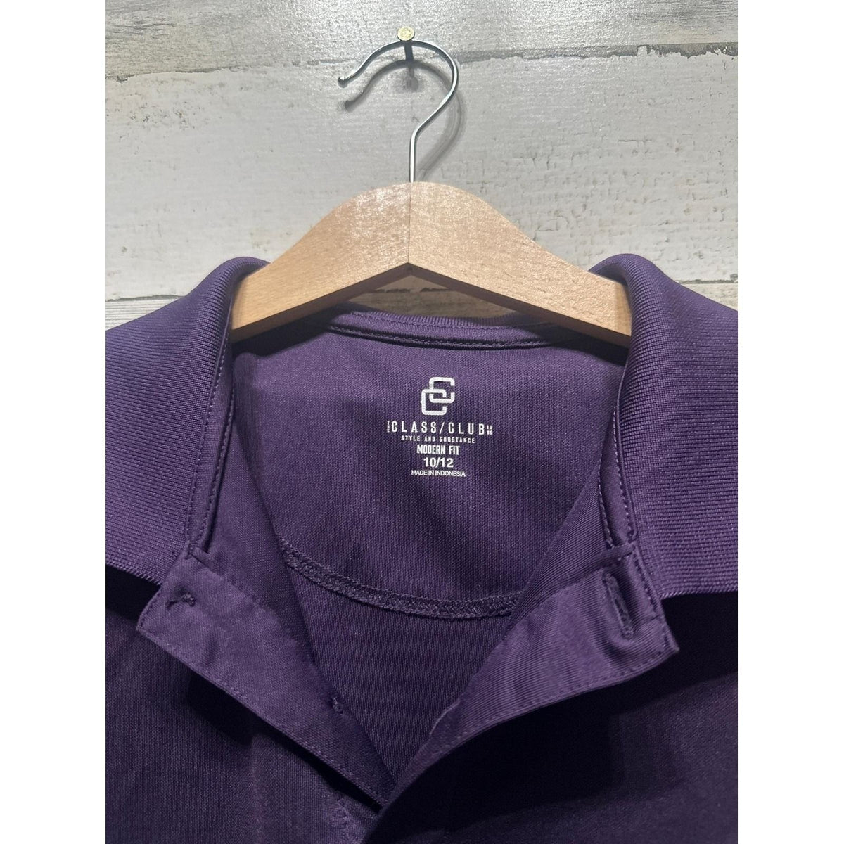 Class Club Performance Polo Kids Size 10/12 Purple Modern Fit Short Sleeve EUC1