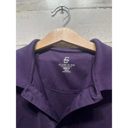 Class Club Performance Polo Kids Size 10/12 Purple Modern Fit Short Sleeve EUC1