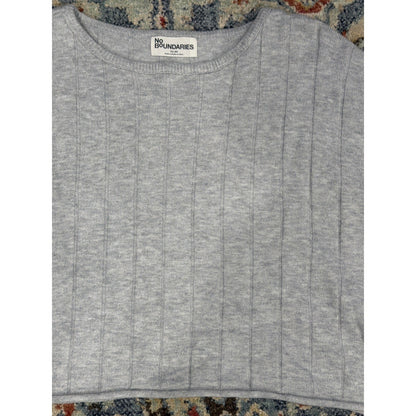 Boxy Sweater Women XXL Gray Ribbed Cropped Pullover Gorpcore EUC1
