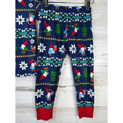 Hanna Andersson Pajamas Boys 3T Blue Gnome Fair Isle Organic Cotton Holiday EUC3