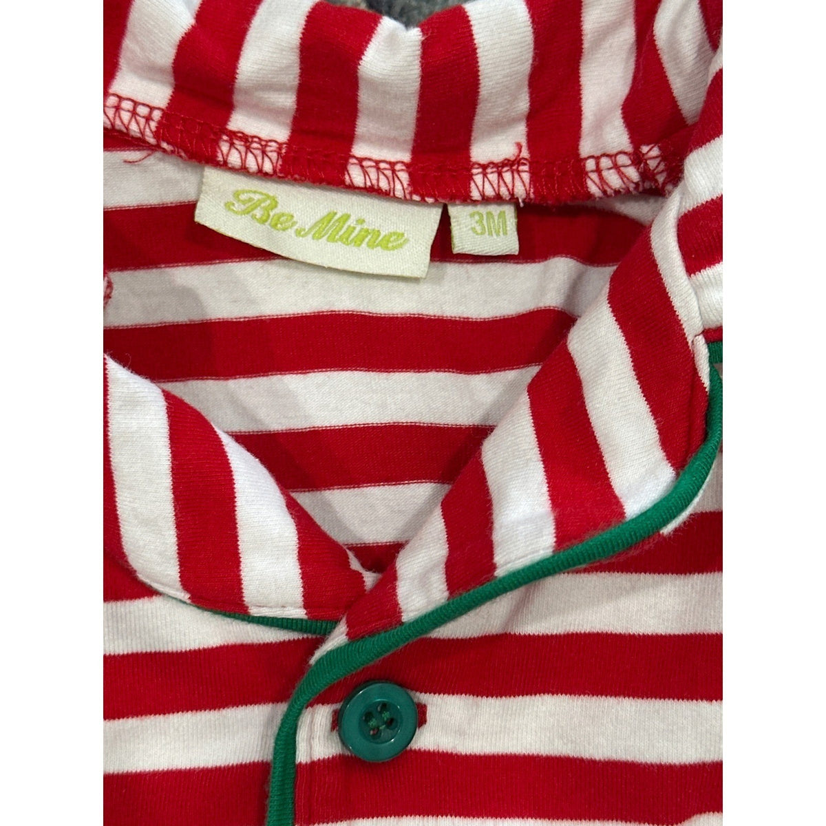 Be Mine Pajama Set Kids 3M Red White Striped Holiday Christmas EUC1