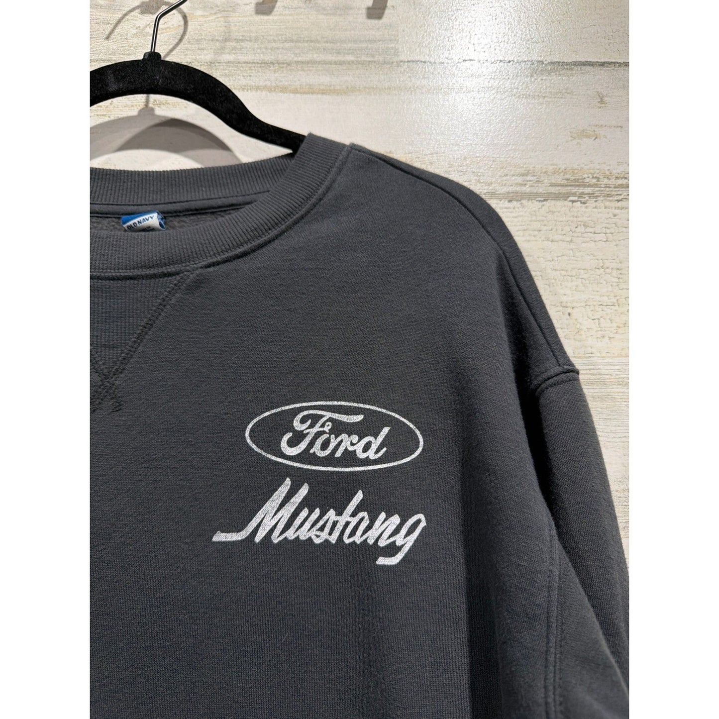 Old Navy Sweatshirt Kids XL 14/16 Gray Ford Mustang Graphic Carcore EUC1