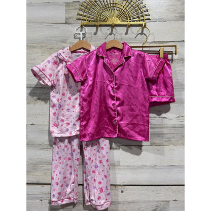 Juicy Couture Pajama Set Girls 4/5 Pink Heart Satin Y2K Inspired Loungewear EUC0
