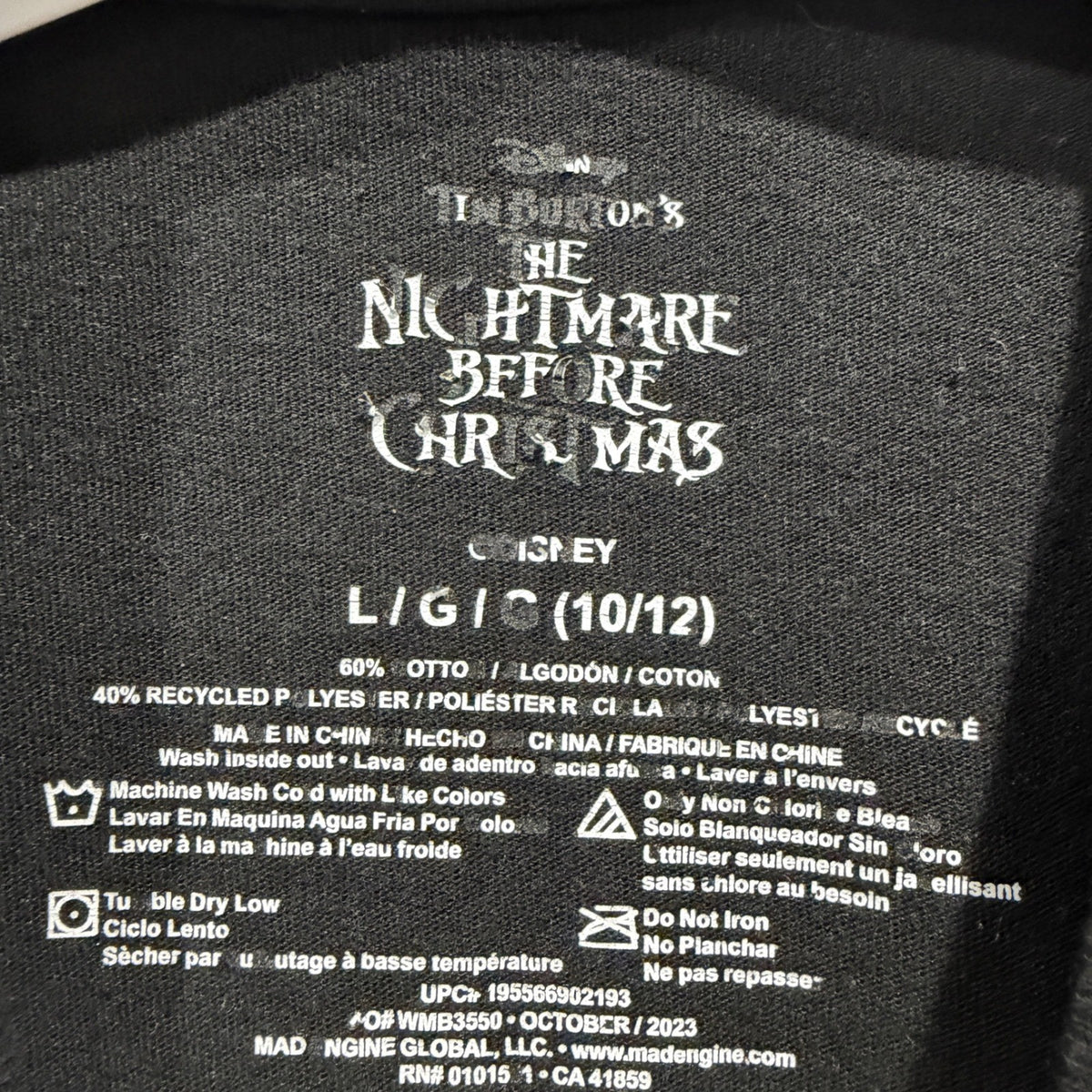 Disney Nightmare Before Christmas Shirt Boys L 10/12 Black King Jack Goth1