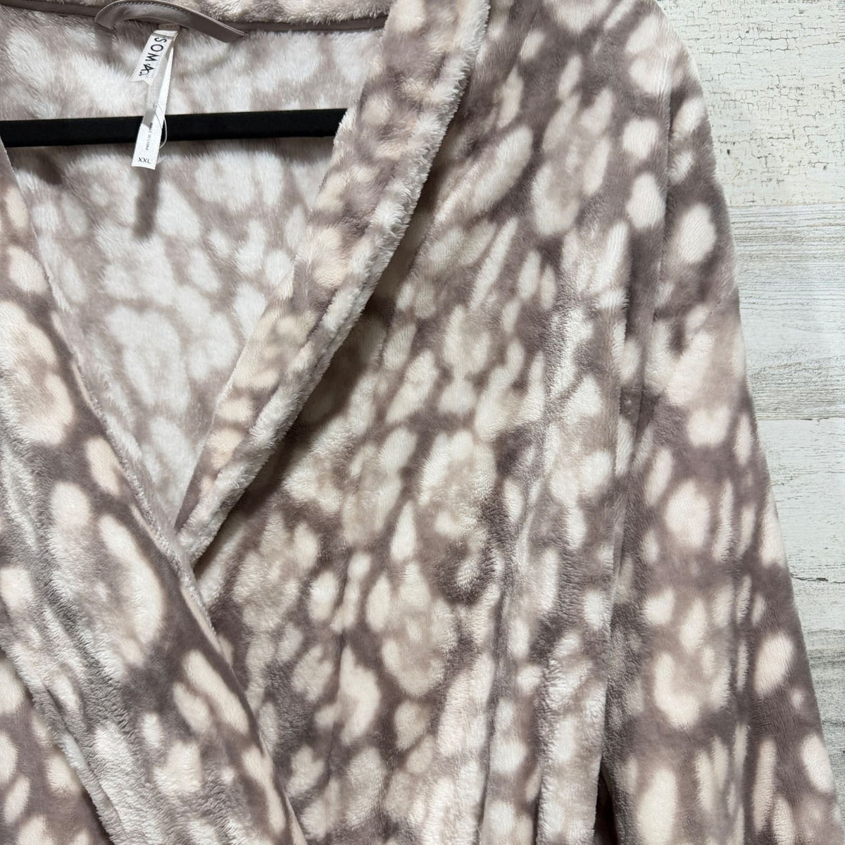 Soma Plush Robe Women XXL Tan Snow Leopard Animal Print Loungewear EUC2