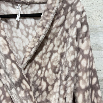 Soma Plush Robe Women XXL Tan Snow Leopard Animal Print Loungewear EUC2