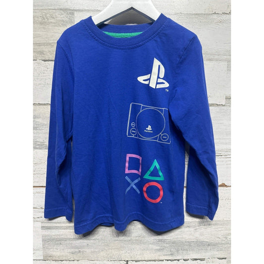 PlayStation Graphic Long Sleeve T-Shirt Boys XS Blue Retro Console EUC0