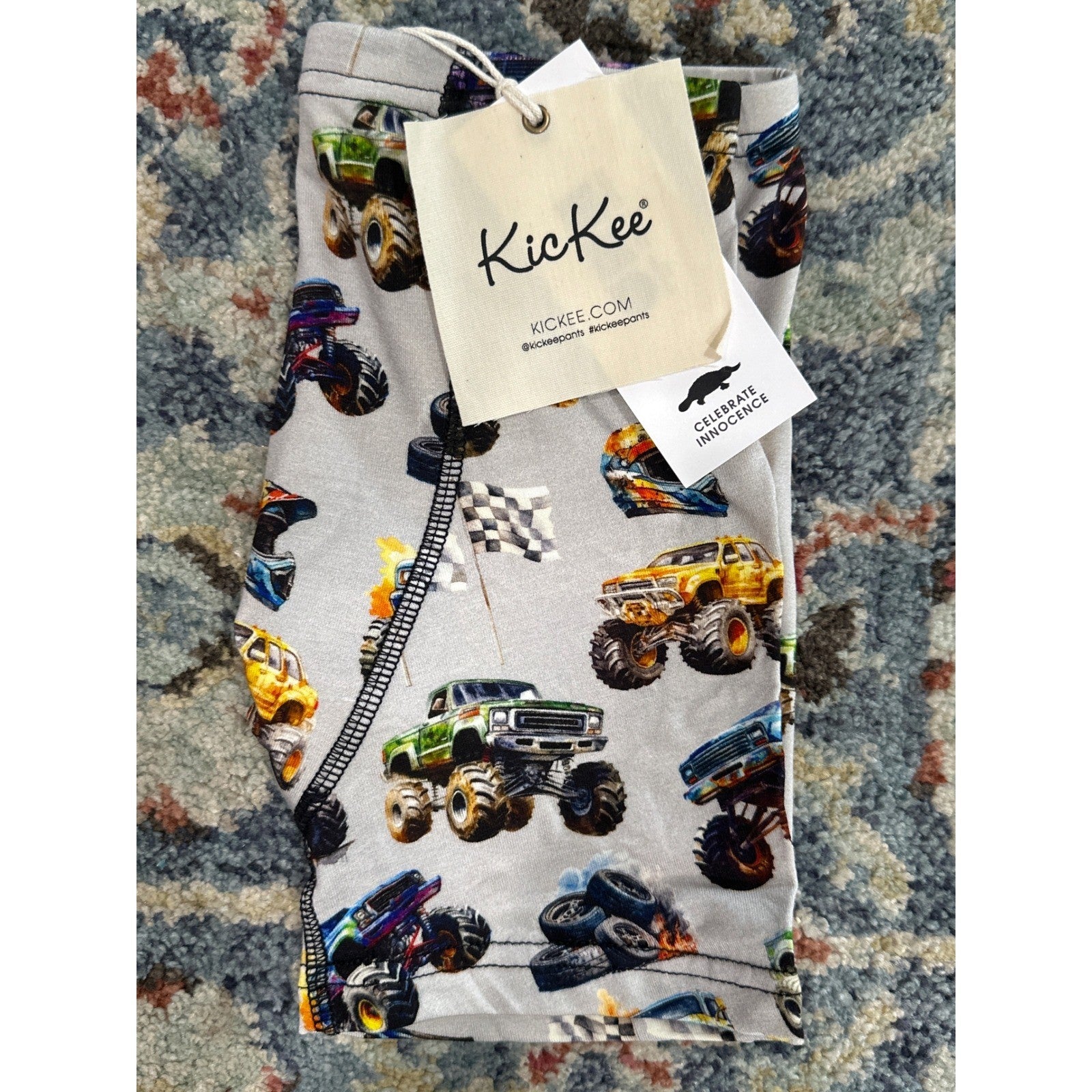 Kickee Pants Boxer Briefs Boys Small 6-8 Grey Monster Truck NWT0