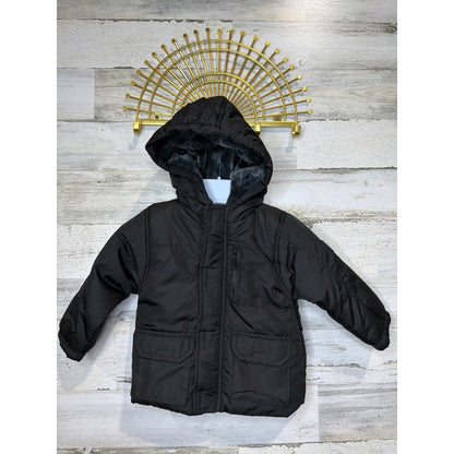 Body Glove Puffer Jacket Boys 24M Black Hooded Faux Fur Winter Gorpcore EUC0