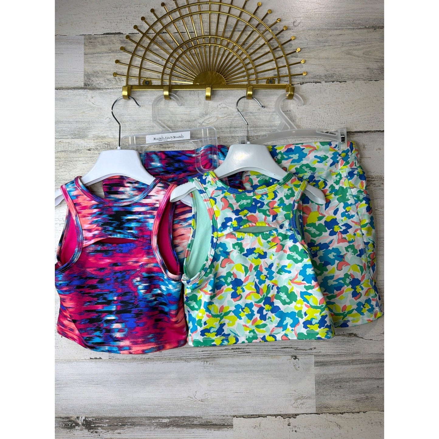 Member's Mark Active Set Bundle Girls Size 6/6X Colorful Floral Space Dye EUC5