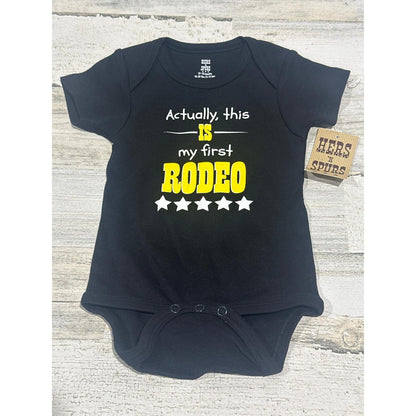 Hers 'N Spurs Bodysuit Kids 12-18M Black First Rodeo Graphic NWT0