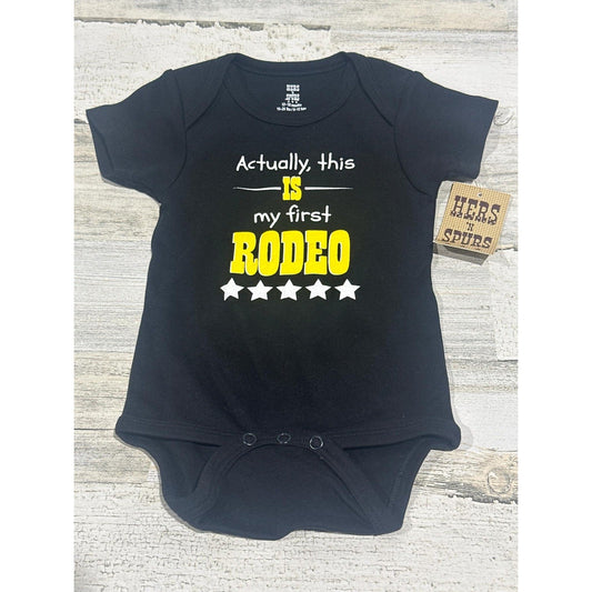 Hers 'N Spurs Bodysuit Kids 12-18M Black First Rodeo Graphic NWT0