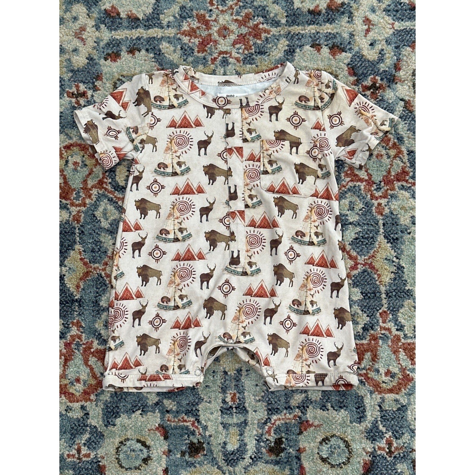 Buds + Blossoms Romper Kids 2T Tan Western EUC0