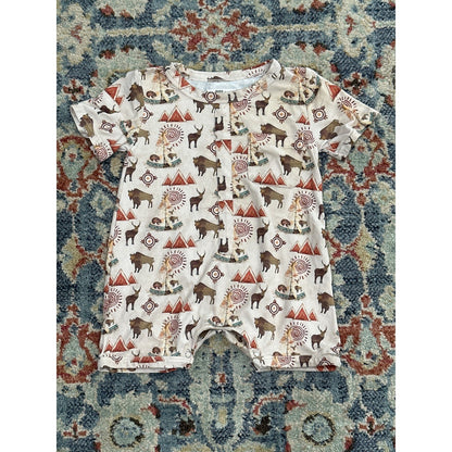 Buds + Blossoms Romper Kids 2T Tan Western EUC0
