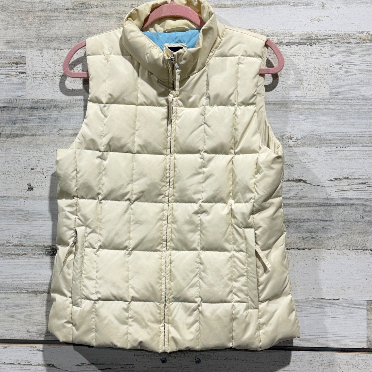 Gap Puffer Vest Women M Cream Quilted Down Fill0