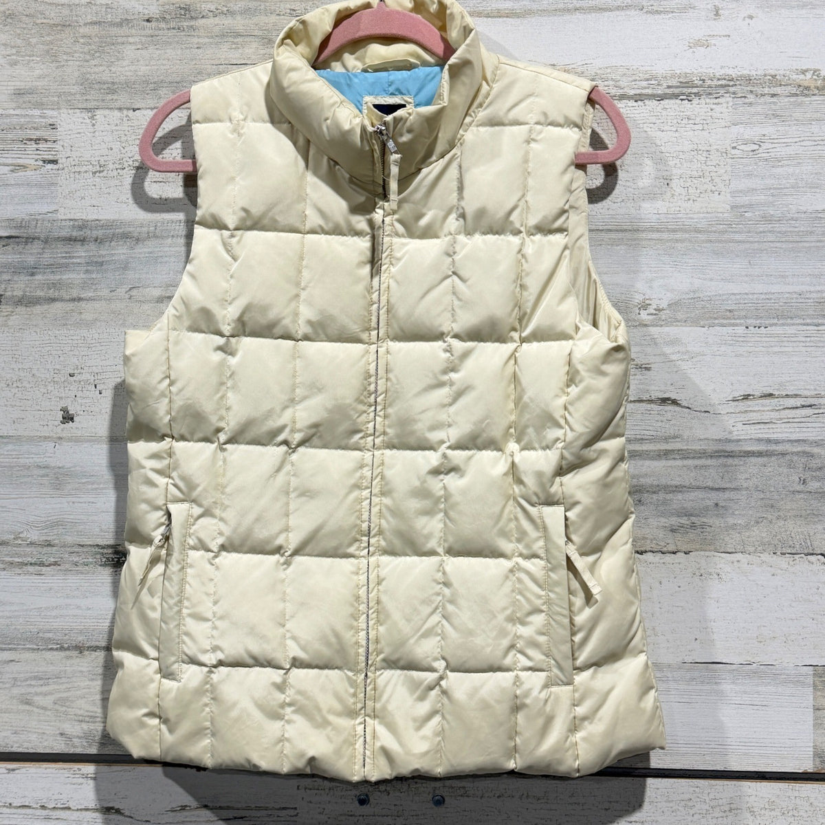 Gap Puffer Vest Women M Cream Quilted Down Fill0
