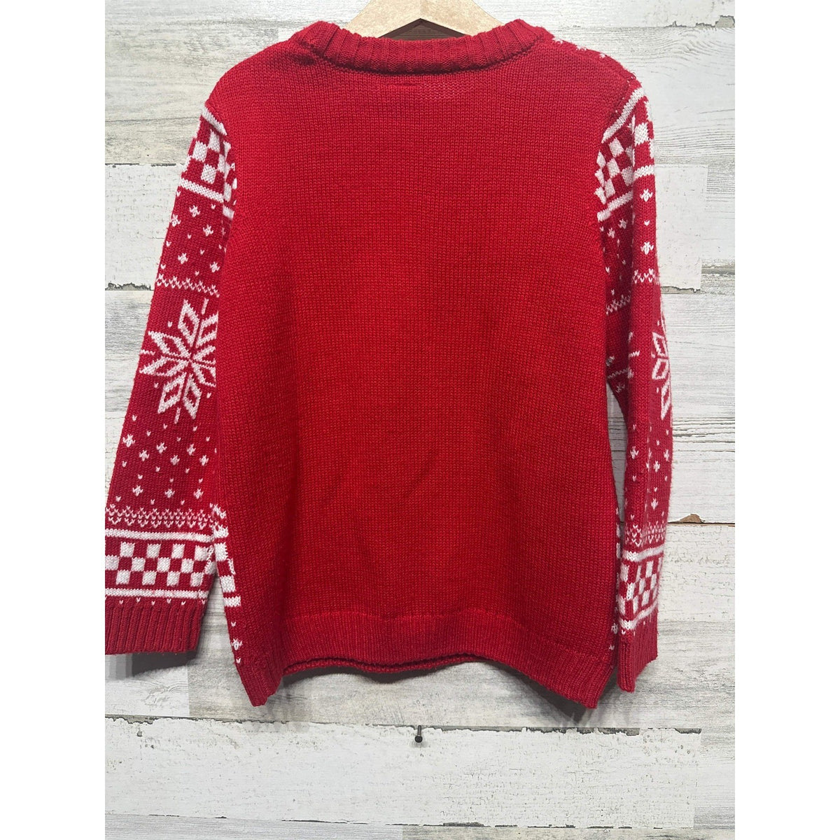 Holiday Time Santa Sweater Boys 6-7 Red Fair Isle Knit Ugly Christmas GUC3