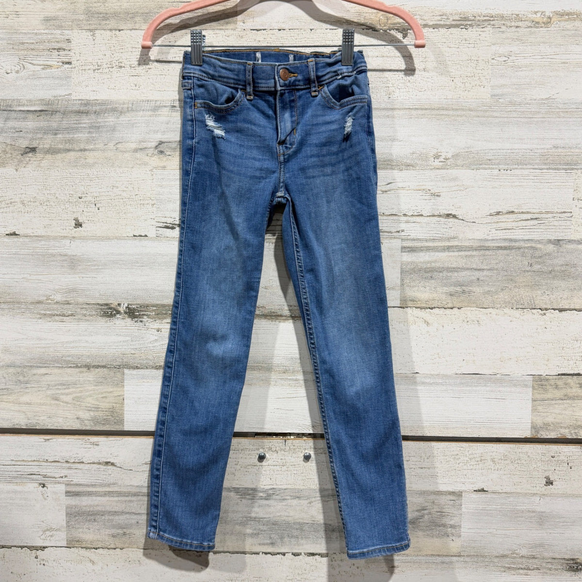 Abercrombie Skinny Jeans Girls 7/8 Blue Distressed Denim School GUC0