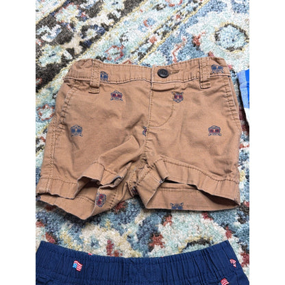 Carter's OshKosh Bundle Boys 6M Blue Plaid Patriotic Carnival Preppy GUC2